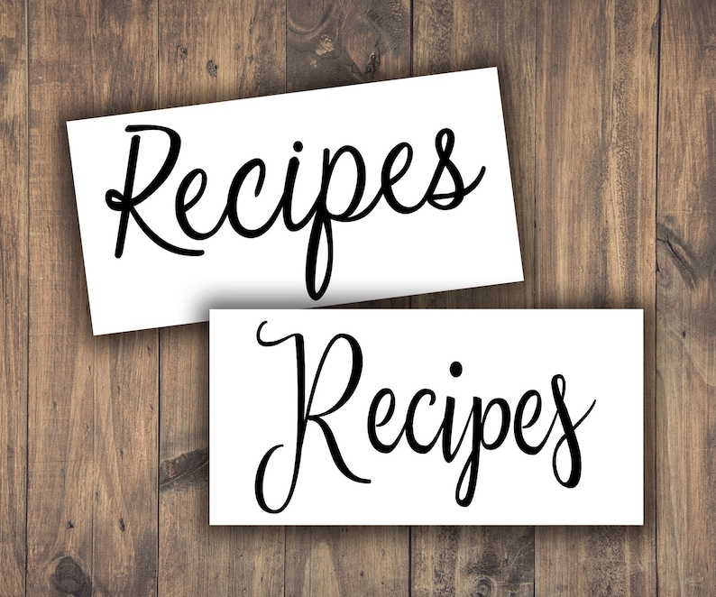 Recipes Vinyl Decal Recipe Book Sticker Decals for Kitchen | Etsy