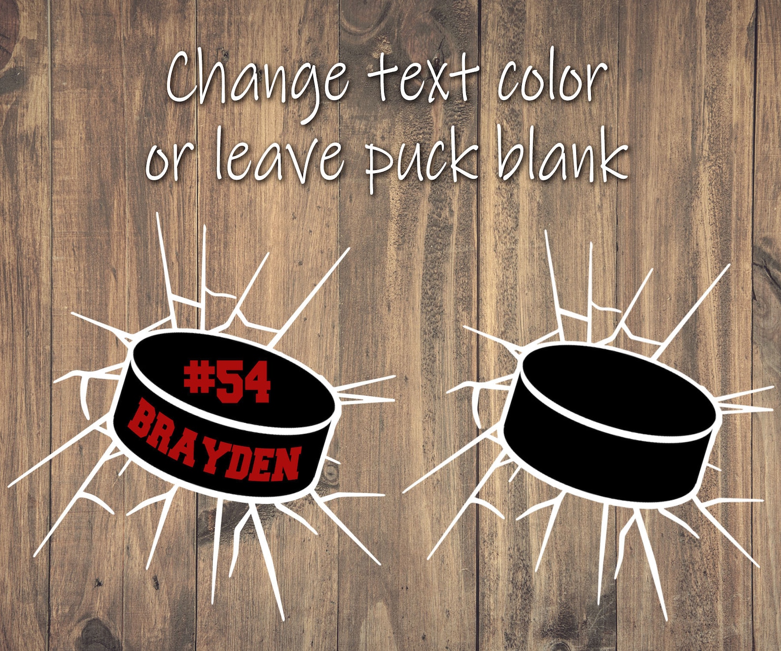 Broken Glass Hockey Puck Vinyl Decal, Hockey Car Window Sticker