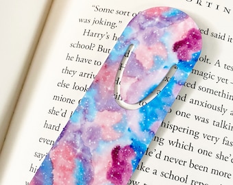 1.5"x5" Aluminum Watercolor Galaxy Bookmark | Bookish | Bookworm Gifts | Book Accessories