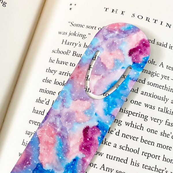 1.5"x5" Aluminum Watercolor Galaxy Bookmark | Bookish | Bookworm Gifts | Book Accessories