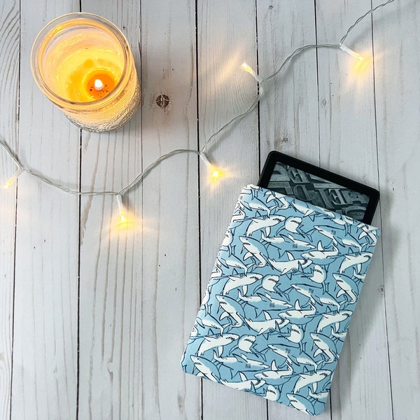 Shark Frenzy Padded Kindle Paperwhite Sleeve | Kindle Oasis Sleeve | Kindle Protector | Kindle Holder | Bookish Gift