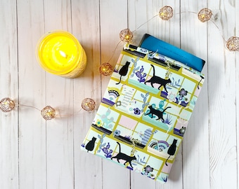Window Cat Padded Book Sleeve | Book Protector | Book Holder | Book Cover | Bookish Gift