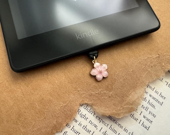 Pink Flower Kindle Charm | USB Type C | Anti Dust Plug | Phone Charm