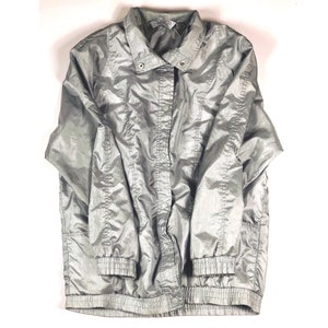 80s 90s Vintage Silver Windbreaker