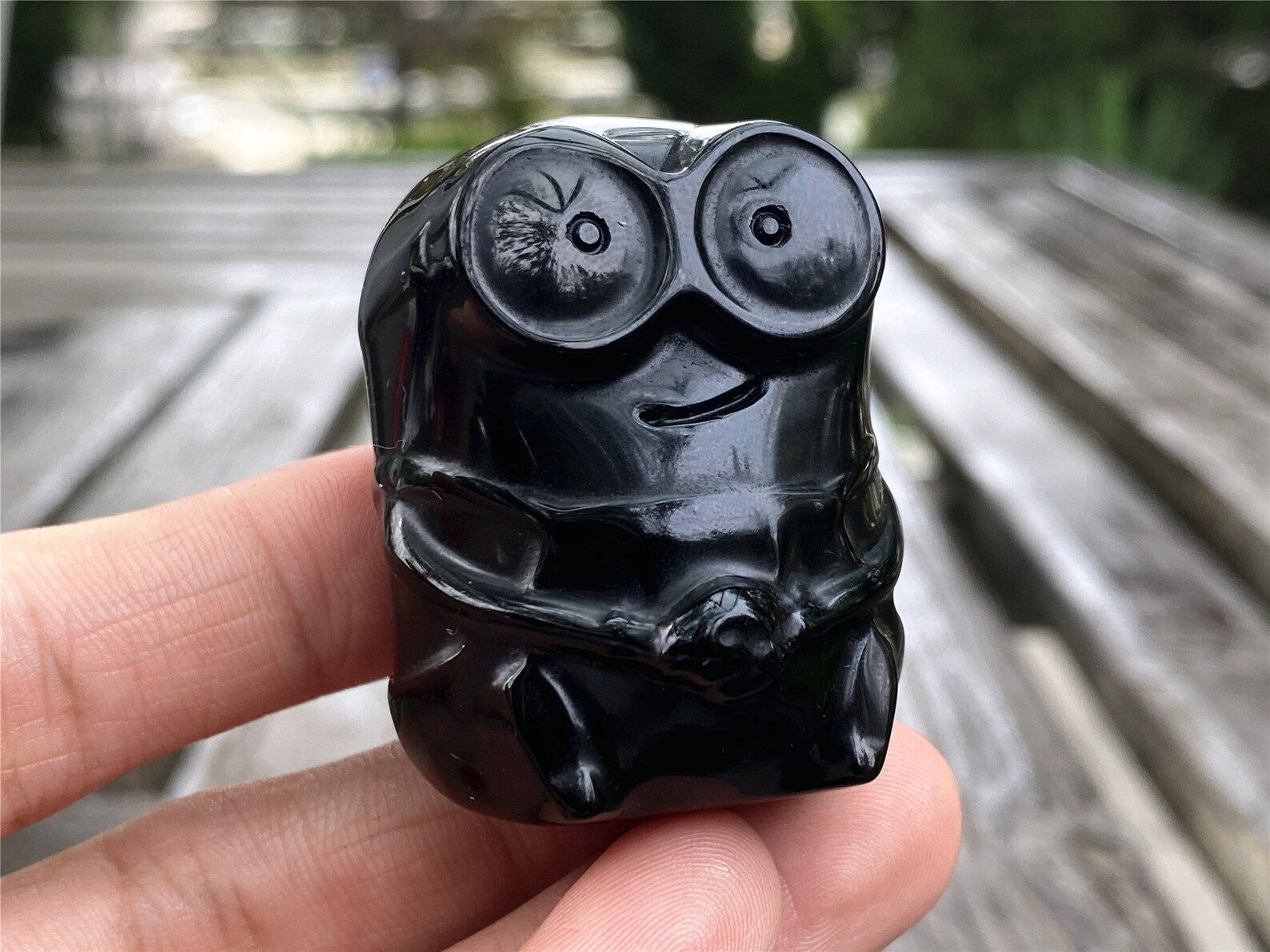 Natural Hand carved Obsidian MinionsCrystal Cartoon Etsy