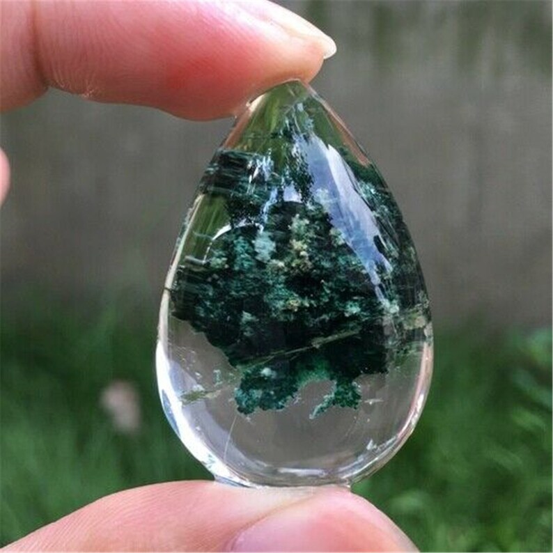 Green Ghost phantom Quartz crystal Specimen Healing pendant Etsy