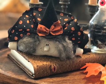Tiny little witch Halloween spooky shelf sitter tray decor