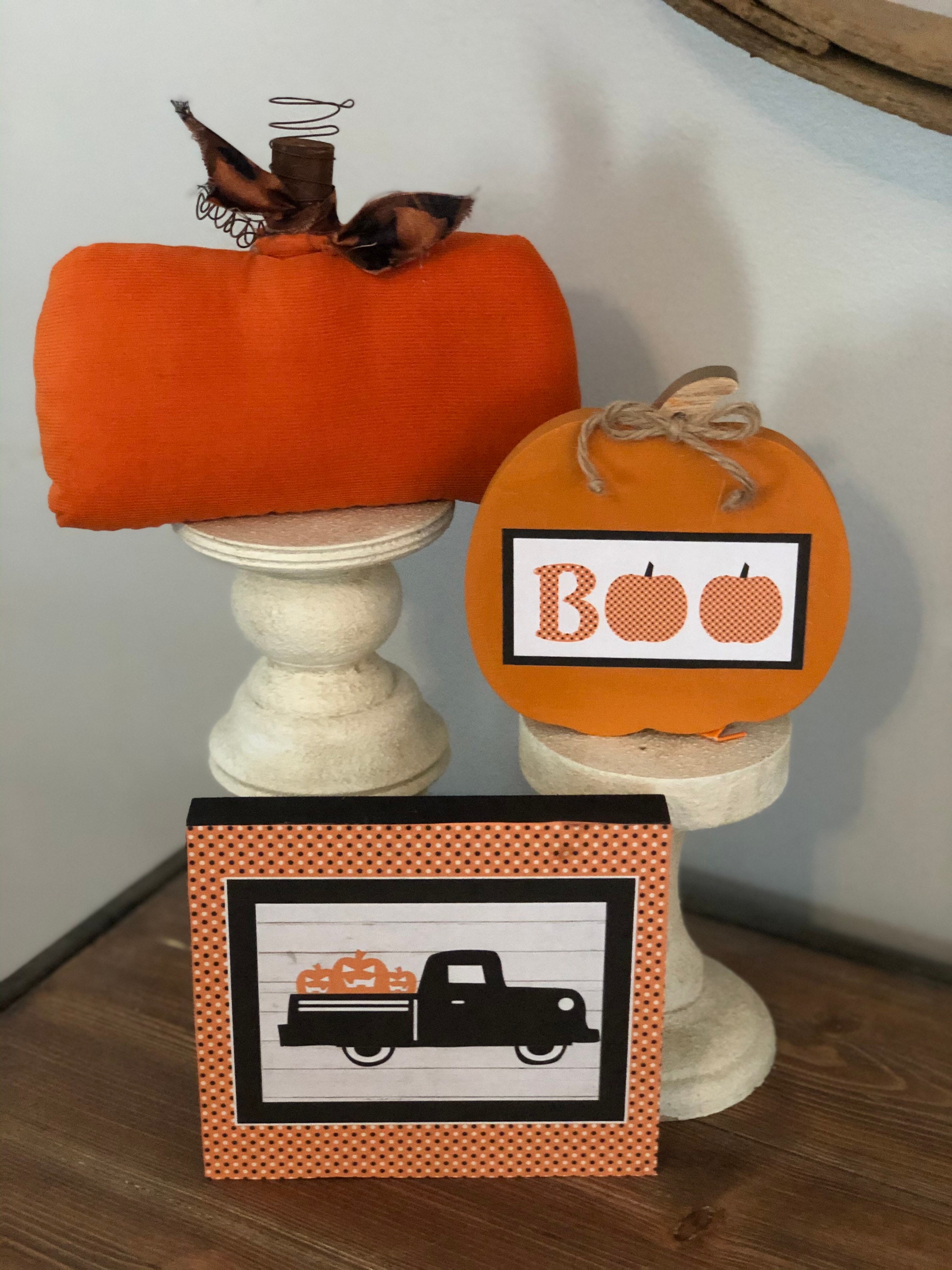 Textured Fall pumpkin shelf sitter autumn decor Etsy