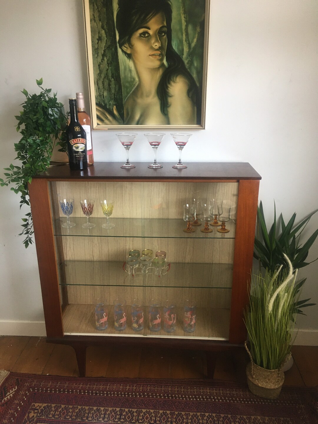 Vintage Teak and Glass Display / Home Bar Etsy UK