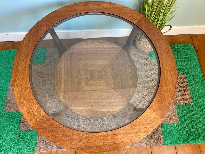 Mid Century Round Glass Top Coffee Table Etsy UK