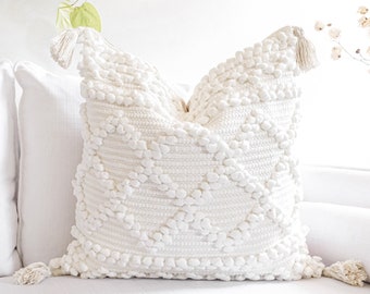 white boho cushions