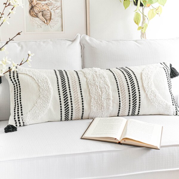 Black Lumbar Pillow Etsy