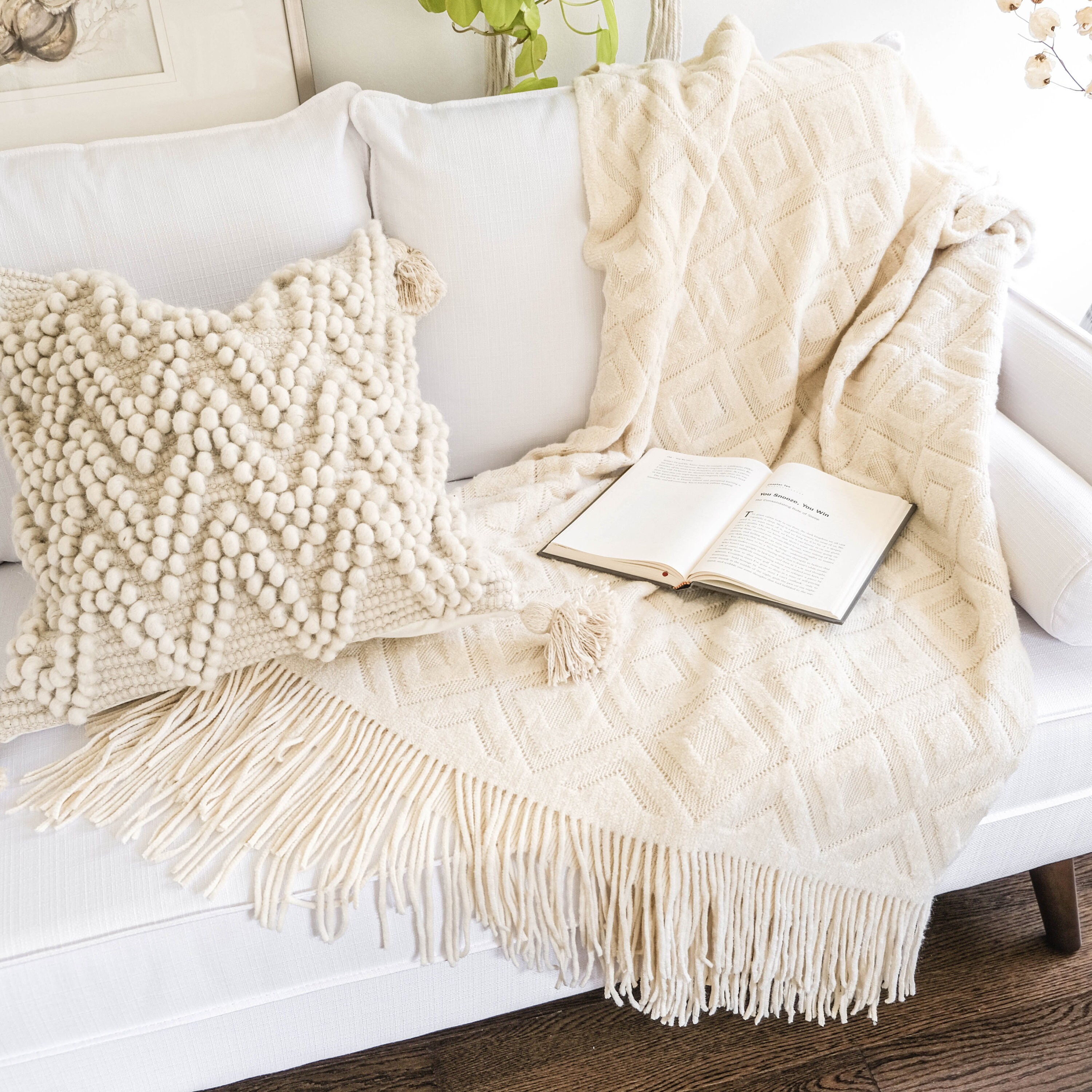 Cream throw blanket boho blanket woven blanket textured bed Etsy