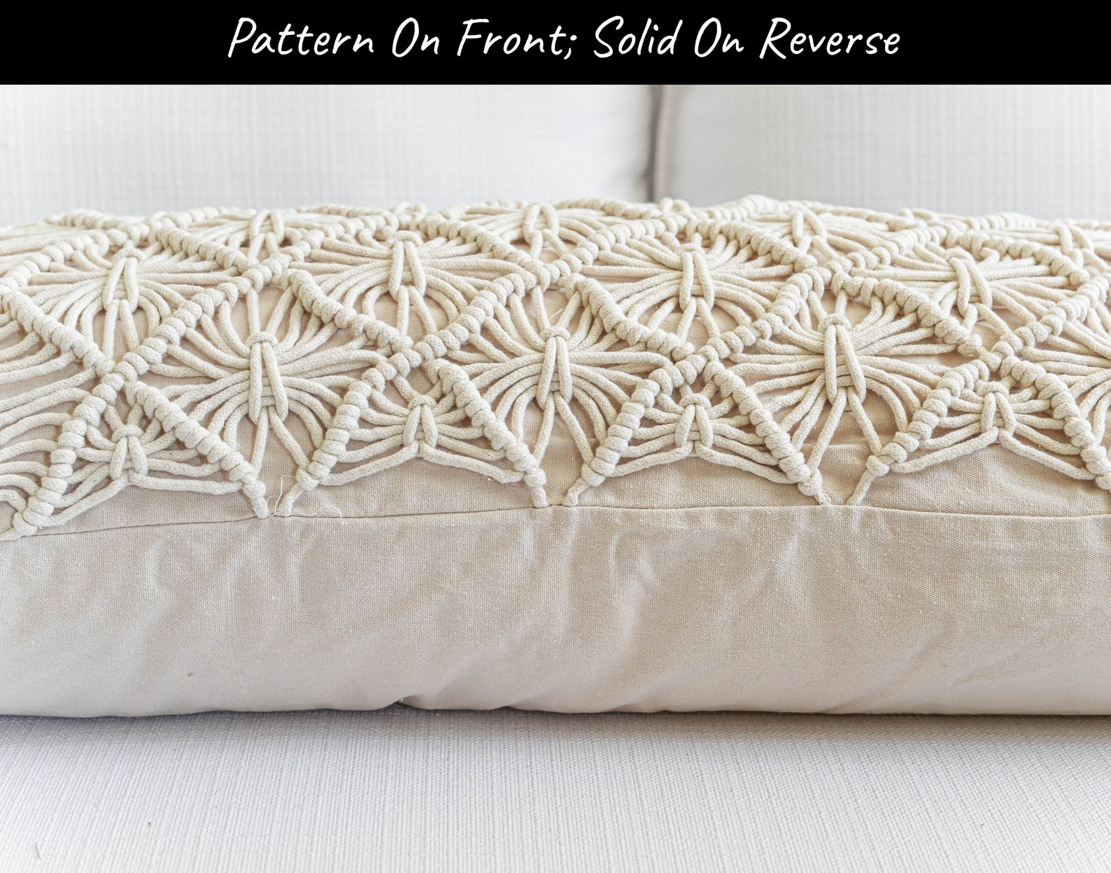 Cream Macrame Woven Lumbar Pillow Cover Boho Woven Throw Etsy