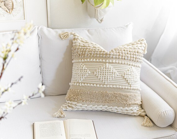 BlissBlush Gray Boho Lumbar Throw Pillow Cover 14x36 Grey Accent Long Body  Lumbar Pillow for Bed Decorative Modern Bohemian Woven Textured Lumbar