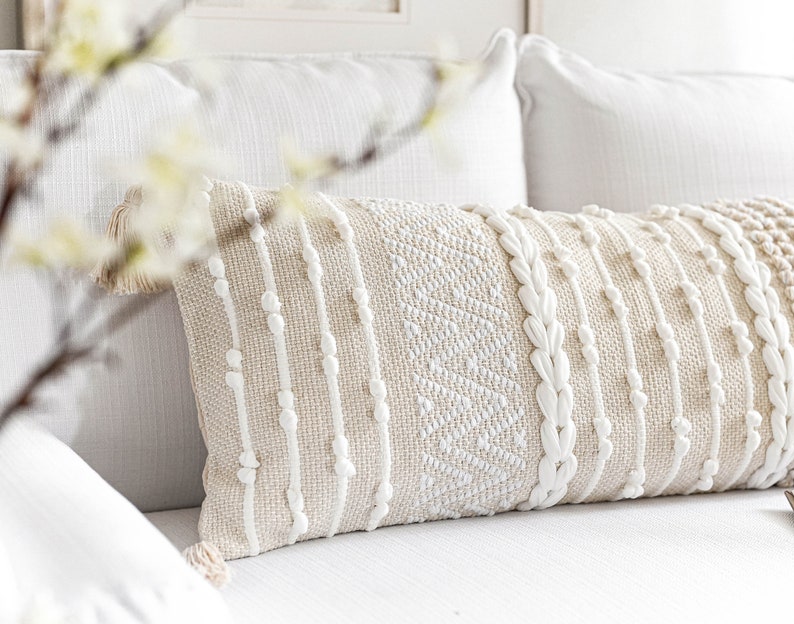 Cream White Lumbar Pillow Cover 14X36 Neutral Long Lumbar Etsy