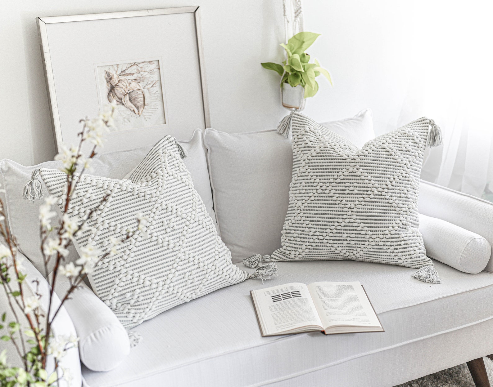 Cream White Throw Pillow Cover Decorative Textured Handmade Etsy