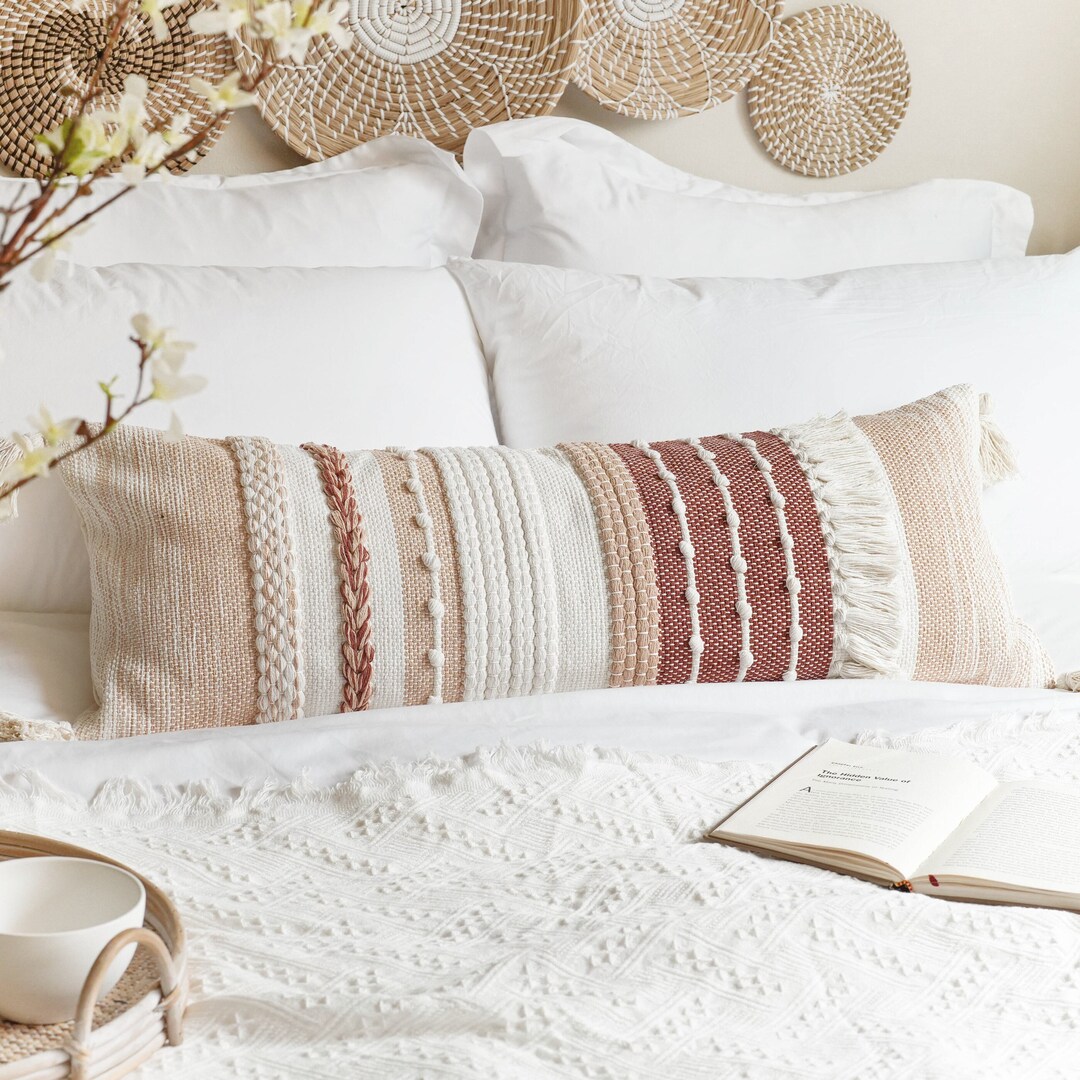 Rust Blush Lumbar Throw Pillow Cover 14X36, Accent Boho Long Lumbar