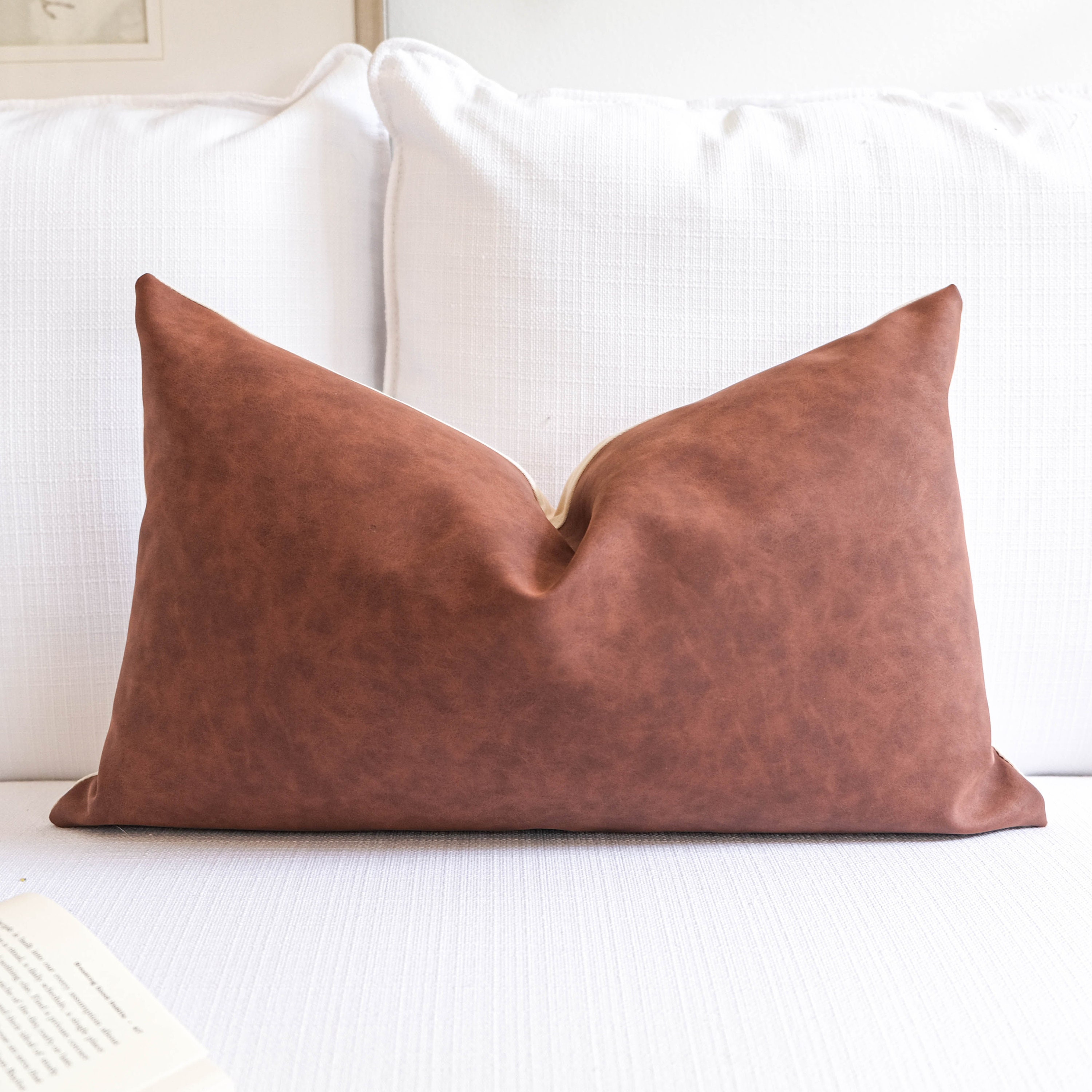 Lumbar pillow cover vegan leather pillow cover brown pillow Etsy