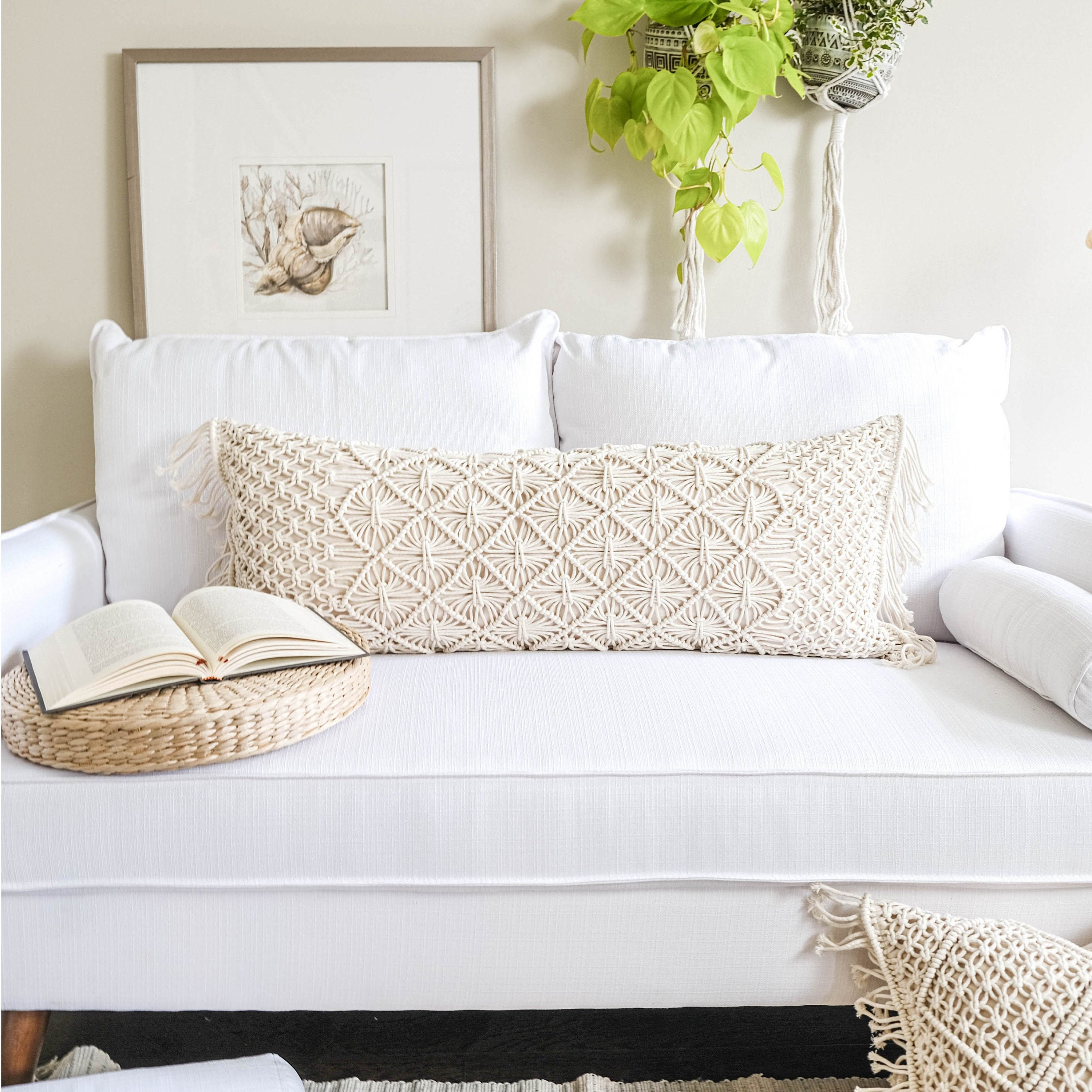 Cream color lumbar pillow boho throw pillow decorative Etsy