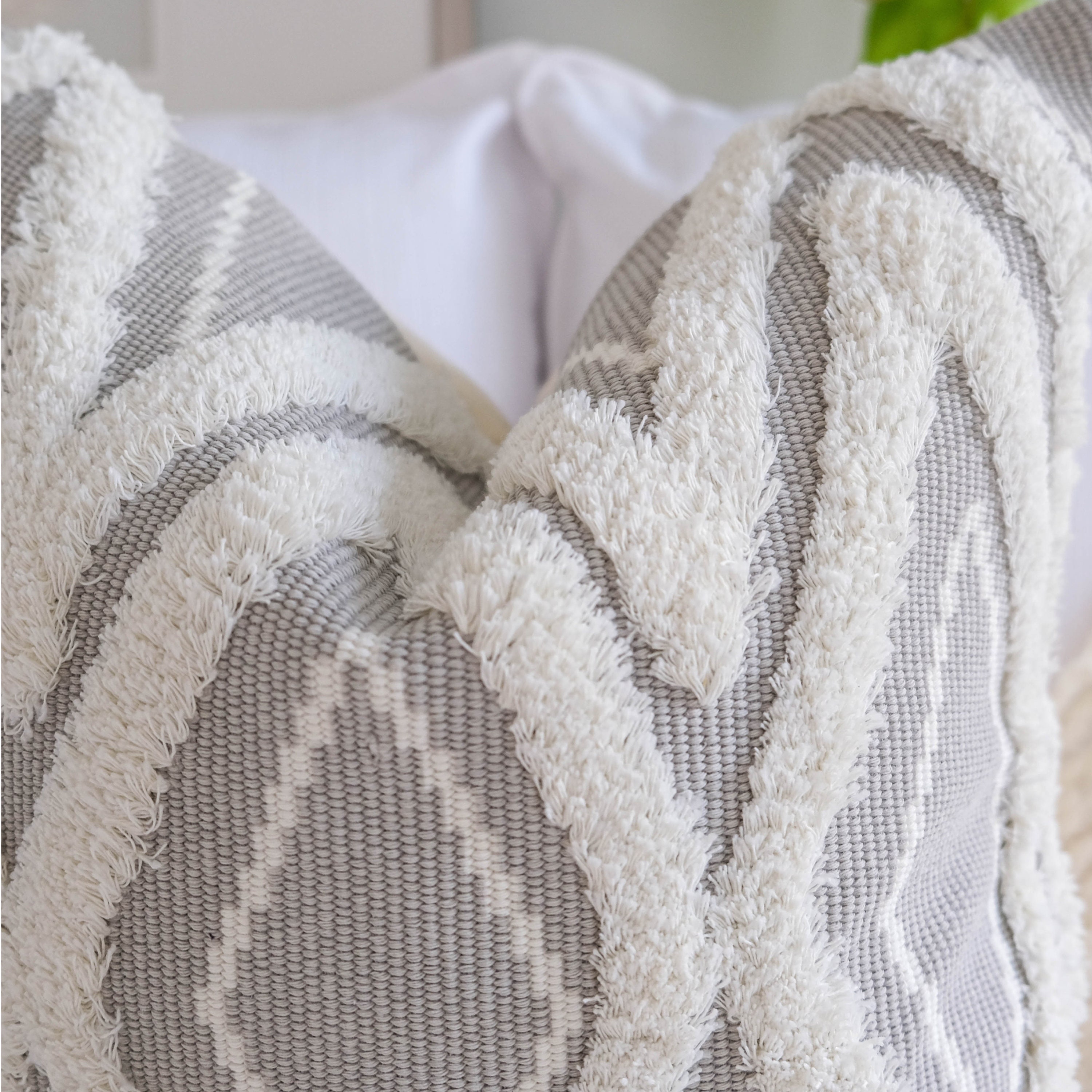 Light gray boho textured pillow cover tufted pillow case for Etsy