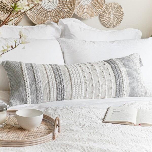 Grey Lumbar Pillow Etsy