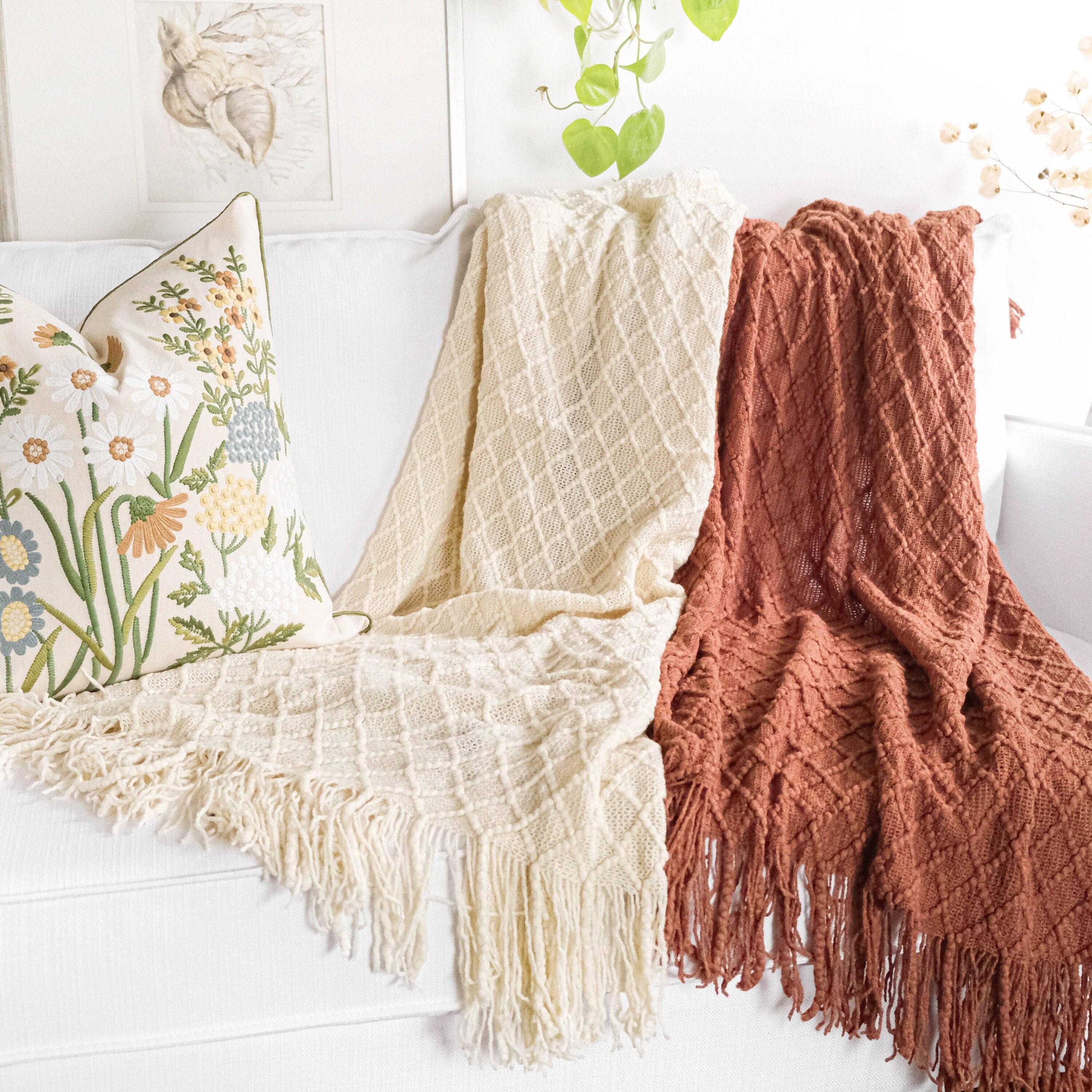 Mandala, Yoga Love, Sage Green, Boho Print Throw Blanket by Megan