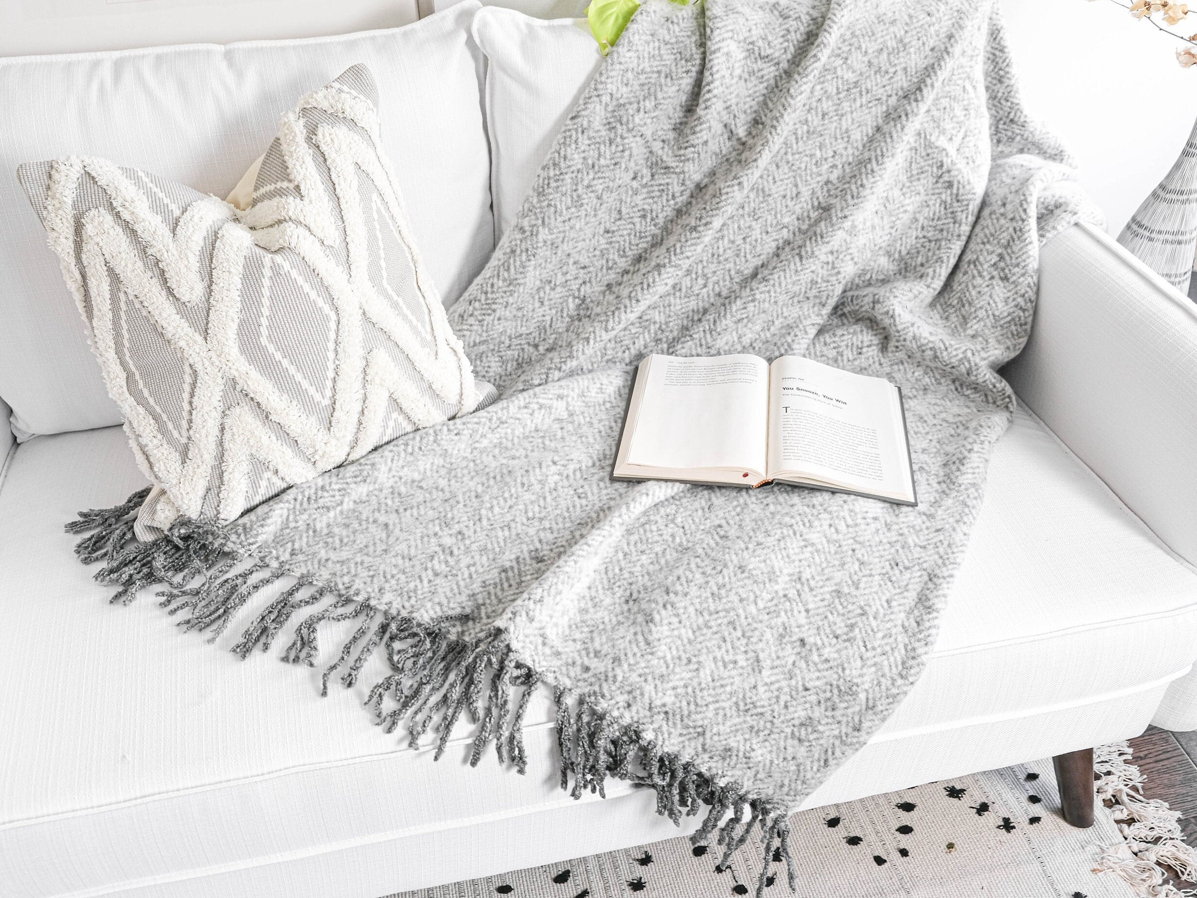 Soft cashmere blend throw blanket warm blanket woven bed Etsy