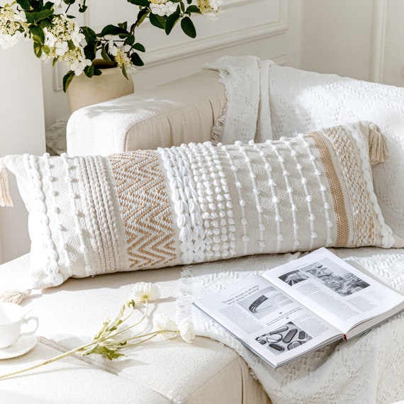 Decorative Lumbar Pillow Cover for Bed 14X36 Boho Throw Pillow