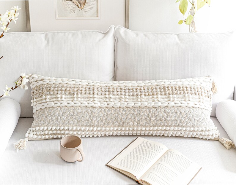 Cream White Lumbar Pillow Cover 14X36 Neutral Long Lumbar Etsy