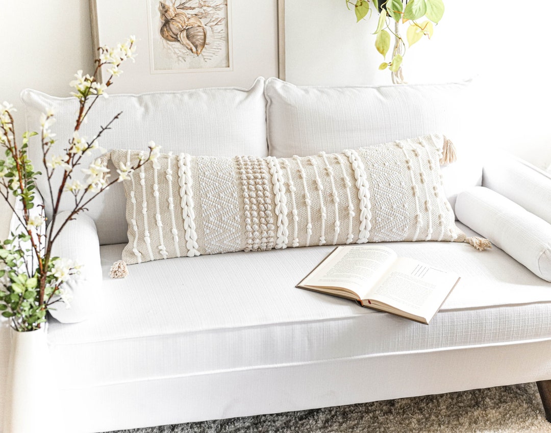 Cream White Lumbar Pillow Cover 14X36 Neutral Long Lumbar Etsy