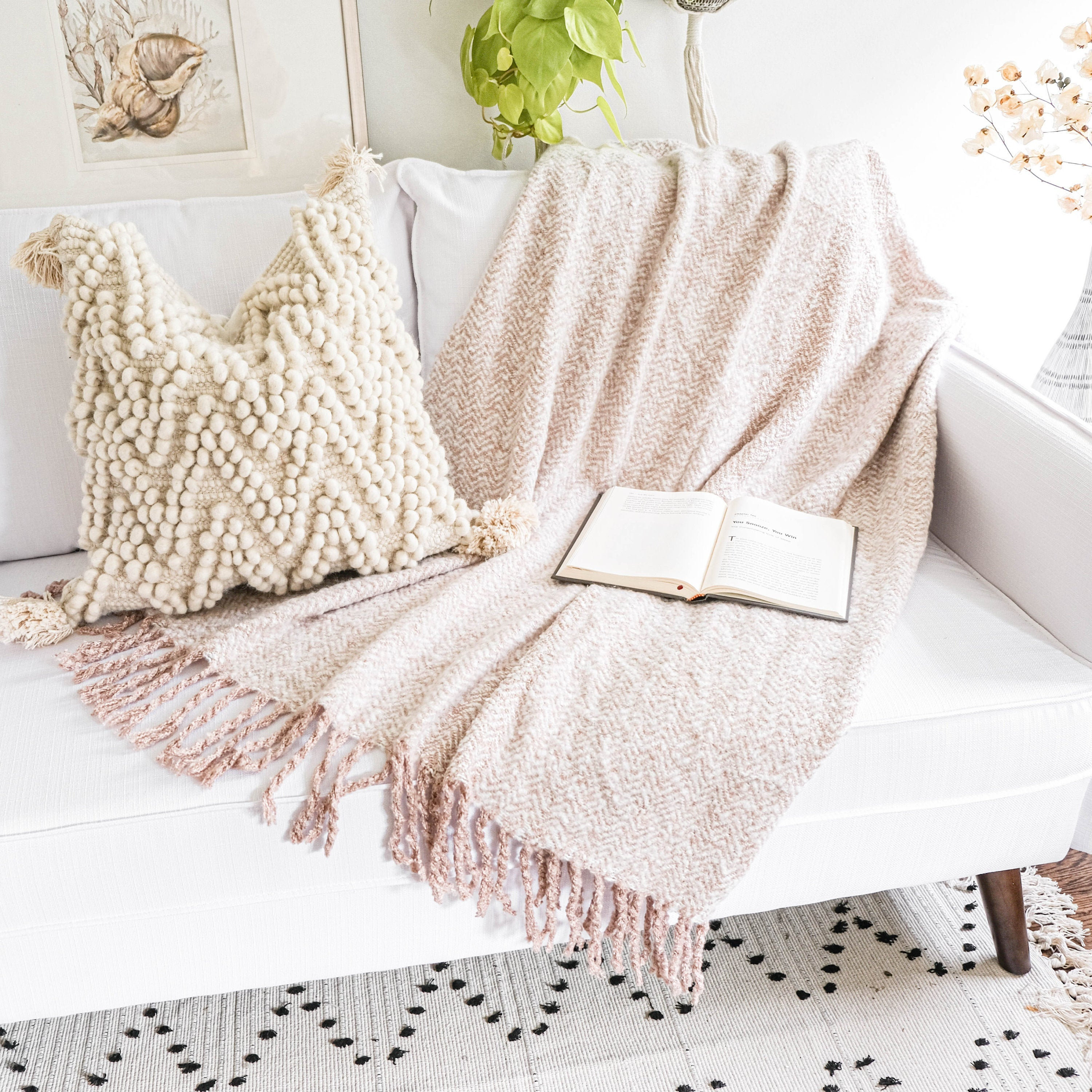 Soft warm woven boho throw blanket cashmere blend blanket Etsy