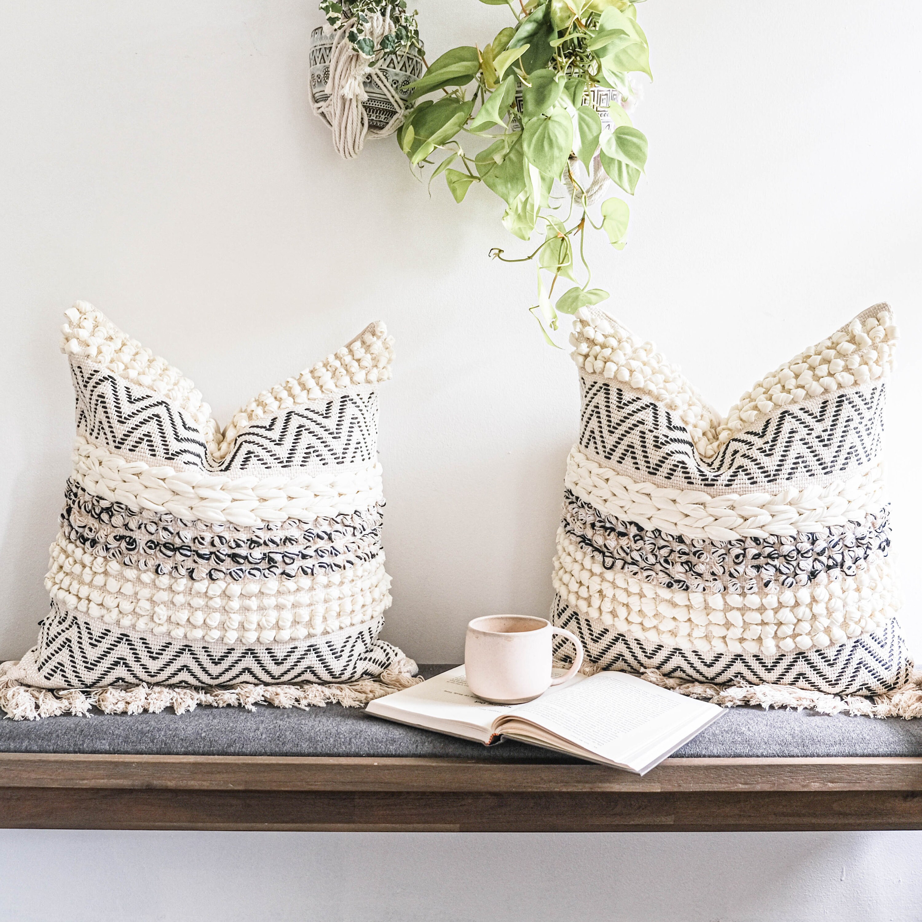 Beige boho pillow cover tufted textured cushion cover Etsy