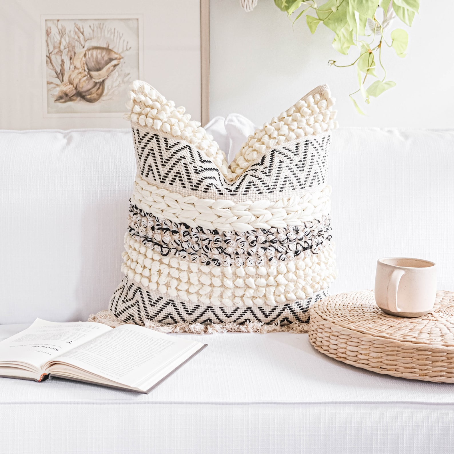 Beige boho pillow cover tufted textured cushion cover Etsy