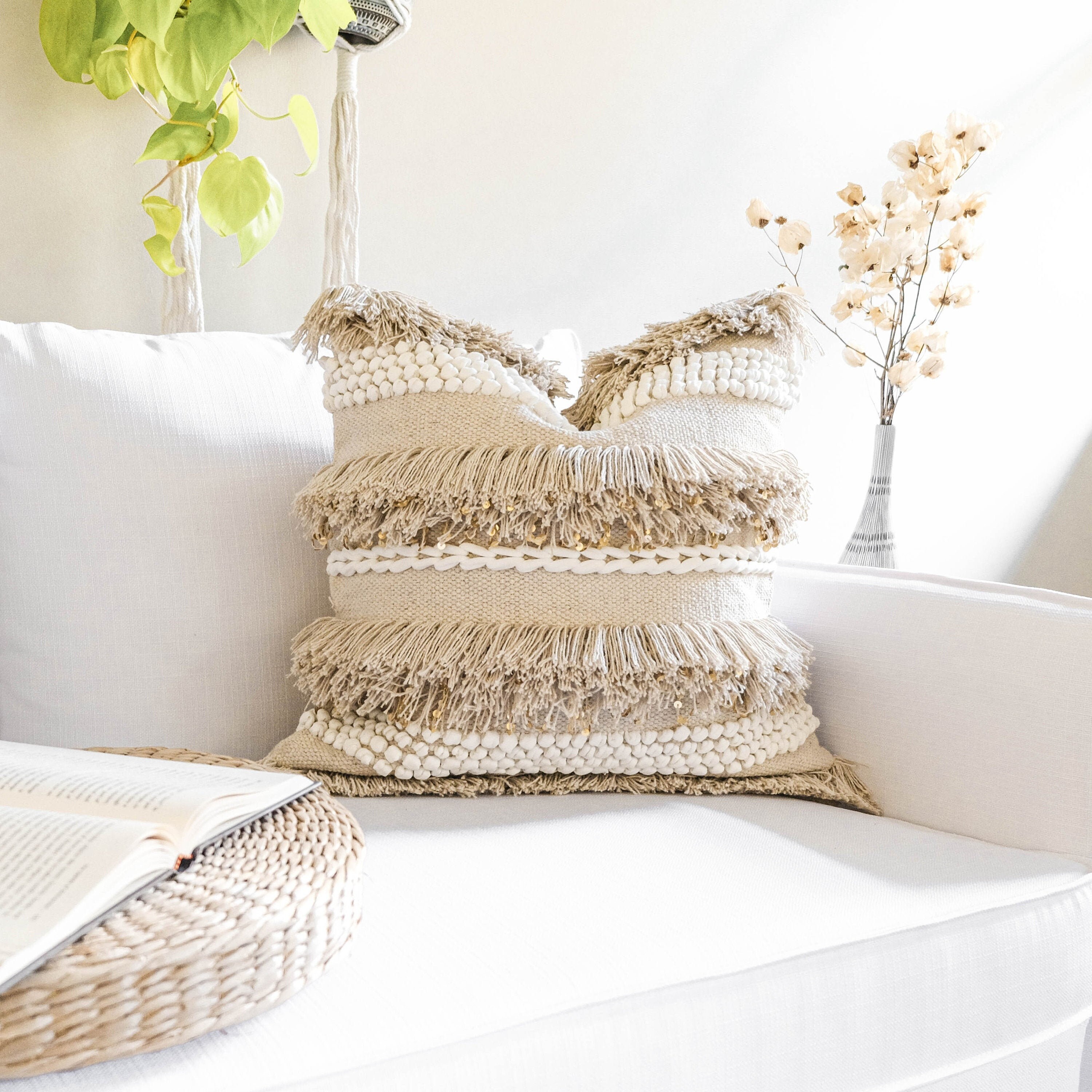 Handwoven boho pillow cover 20X20 decorative pillow with Etsy