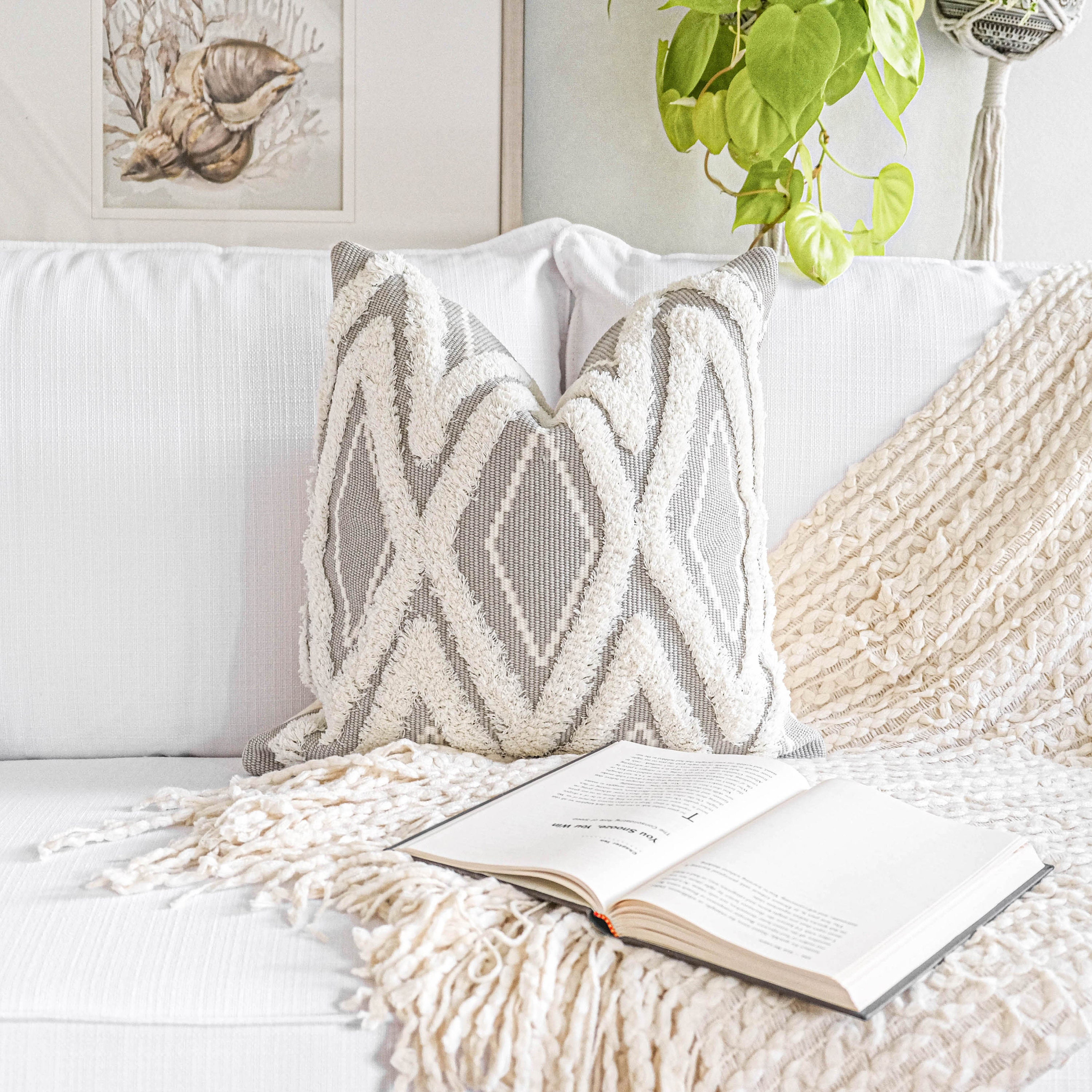 Light gray boho textured pillow cover tufted pillow case for Etsy