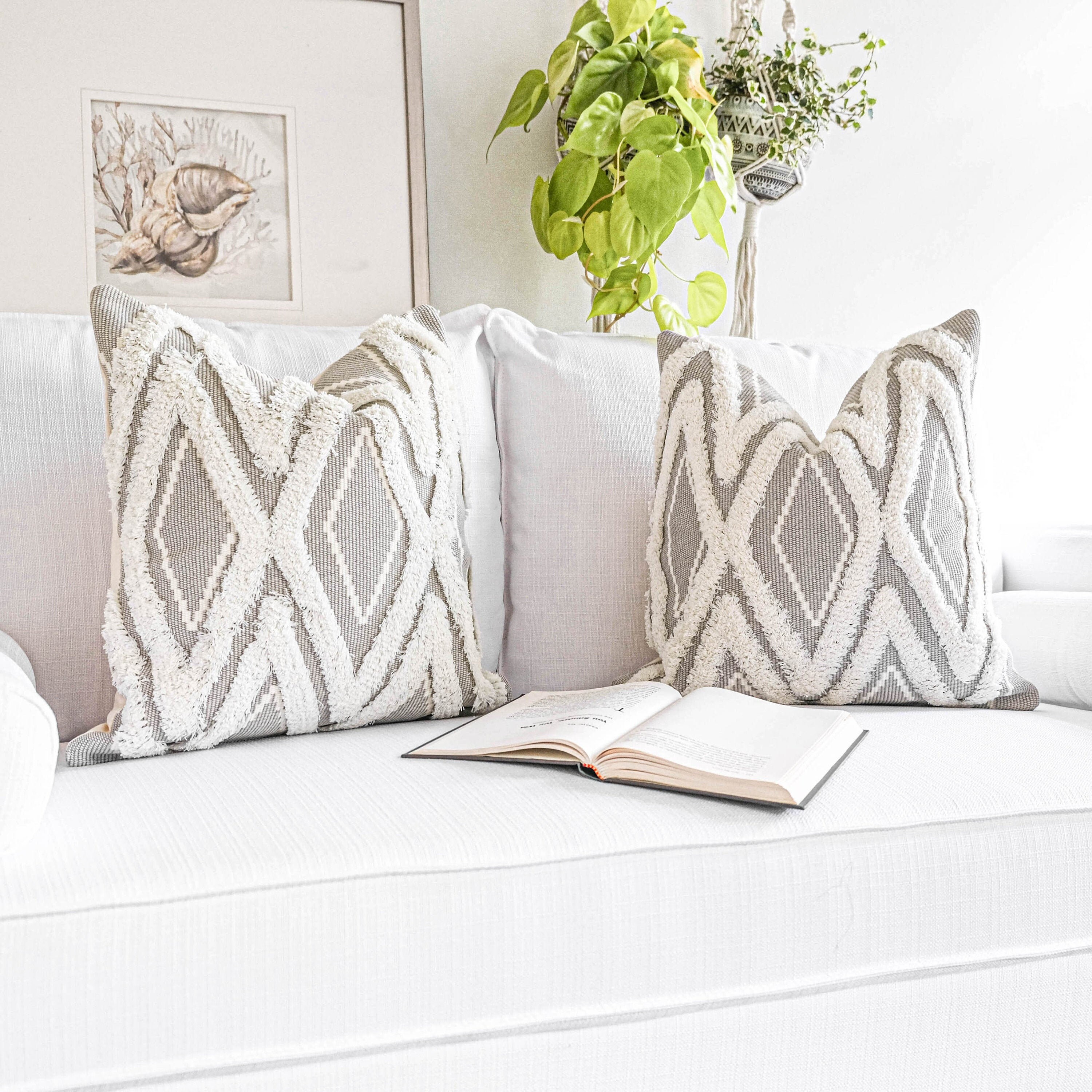 Light gray boho textured pillow cover tufted pillow case for Etsy