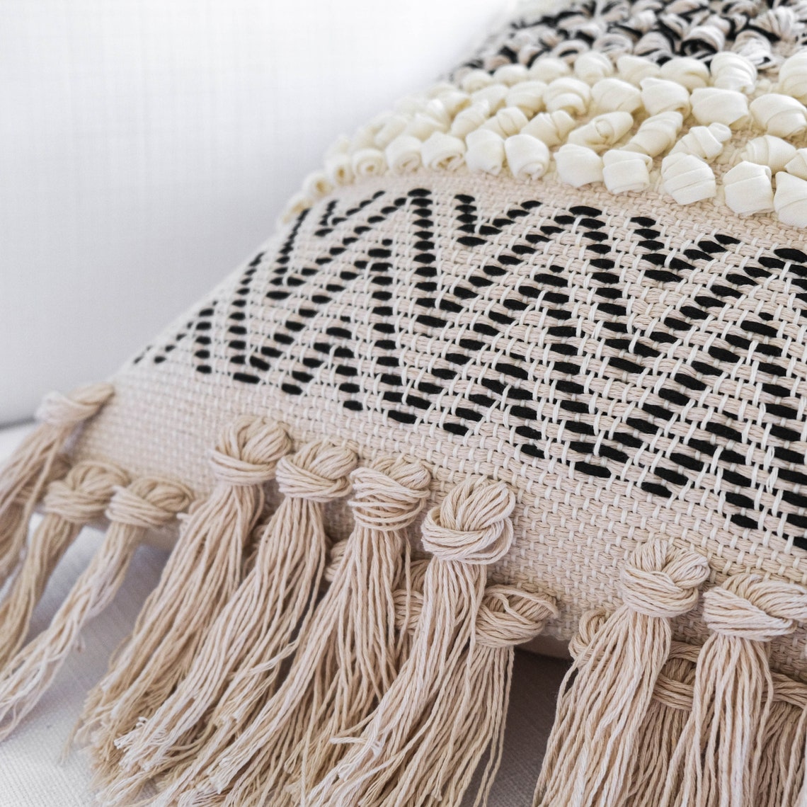 Beige boho pillow cover tufted textured cushion cover Etsy