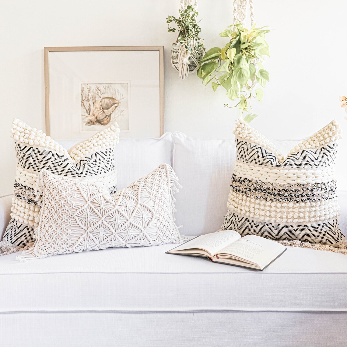 Beige boho pillow cover tufted textured cushion cover Etsy