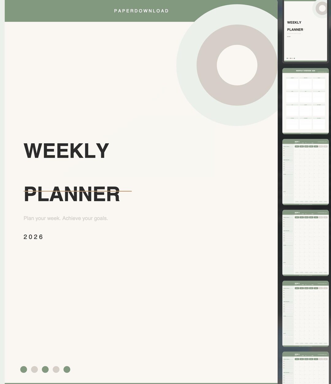 Weekly Planner 2026 Printable PDF | Sage Green | Habit Tracker ...
