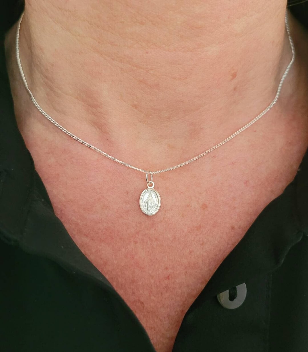 Miraculous Virgin Mary Necklace, 925 Sterling Silver, Madonna Medal ...