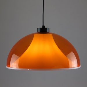 Orange Acrylic suspension light design Elio Martinelli 1962