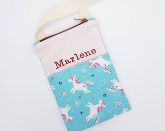 Personalized shoulder bag with name, kids purse, wallet, breast pocket