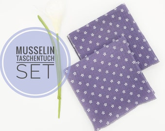 Stofftaschentücher 2er Set, Taschentücher aus Musselin, Stoffservietten, Taschentuch Blumen, Stofftücher, Musselintuch, Muttertagsgeschenk