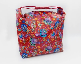 Wetbag, Nasstasche, Schwimmbadtasche, Kindertasche, Nassbeutel, Kosmetiktasche, Rote Tasche Blumen, Muttertagsgeschenk