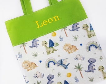 Kindergarten Tasche personalisiert, Kinder Tragetasche mit Namen, Freundebuchtasche, Dino Tasche, Einkaufstasche, Kitabeutel, Kindertasche