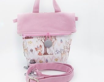 Kinder Umhängetasche Handtasche mit Namen personalisiert, Mädchen Kleinetasche mit Namen, Geburtstagsgeschenk Mädchen, Tasche Waldtiere