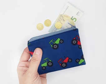Mini Geldbeutel Junge, kleines Portemonnaie mit Traktoren, Kinder Geldbörse, Kleiner Geldbeutel, kleines Geldgeschenk Junge