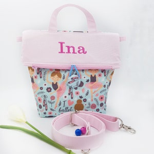 Kinder Umhängetasche Handtasche mit Namen personalisiert, Mädchen Kleinetasche mit Namen, Geburtstagsgeschenk Tasche Mädchen Ballerina