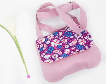 Kinder Umhängetasche, Crossbody Kinder Tasche, Mädchen Geburtstagsgeschenk, Schultertasche Blumen Schmetterlinge